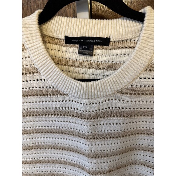 NEW French Connection Women's Sleeveless Sweater Size XXL Ivory/Tan Knit - Picture 4 of 8